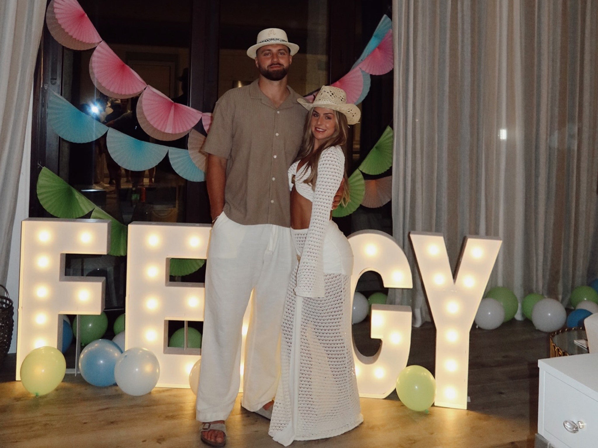 Haley Cavinder in white string bikini at her Bahamas bachelorette party
