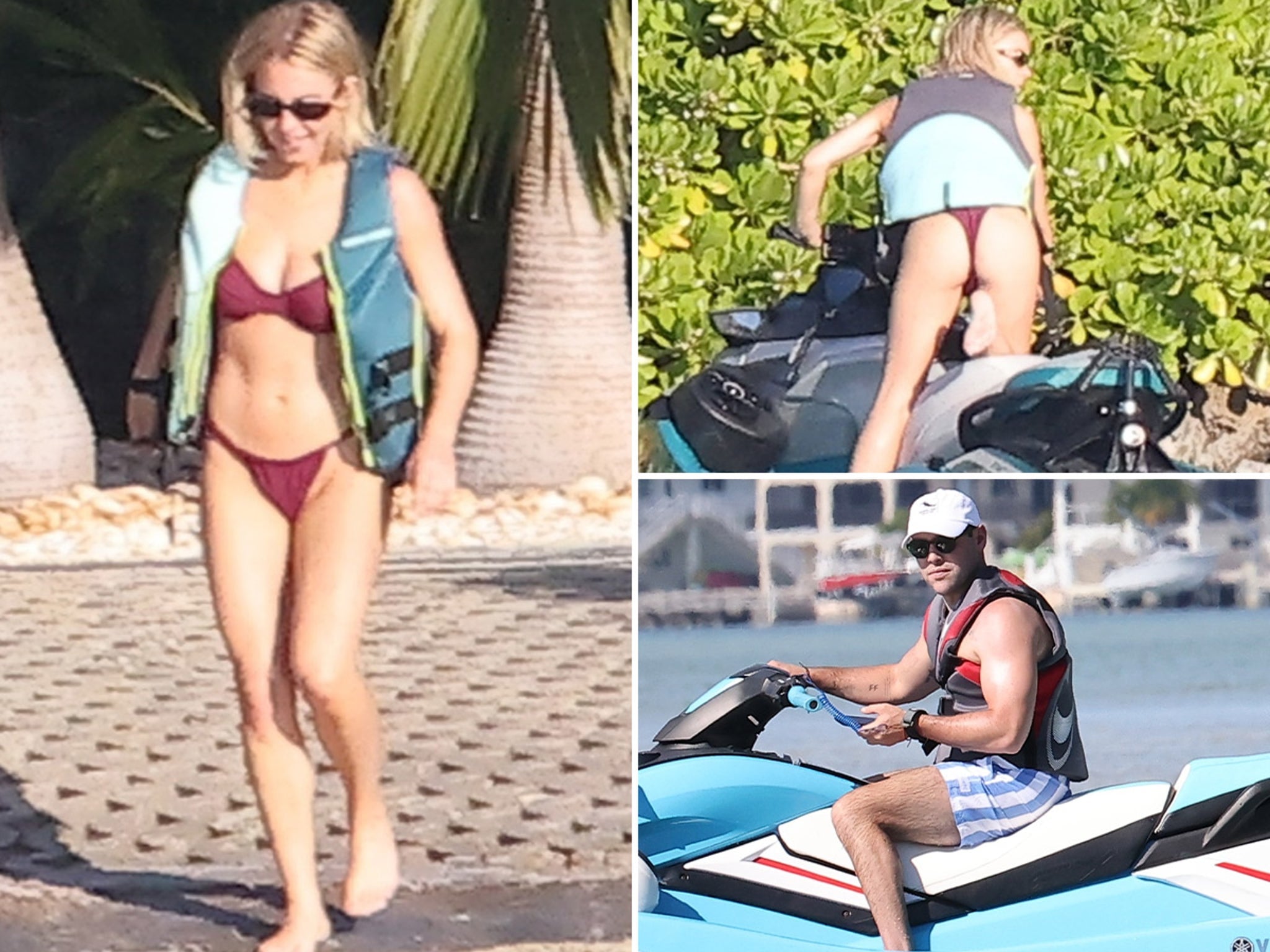Sydney Sweeney in a red string bikini riding a jet ski in the Florida Keys