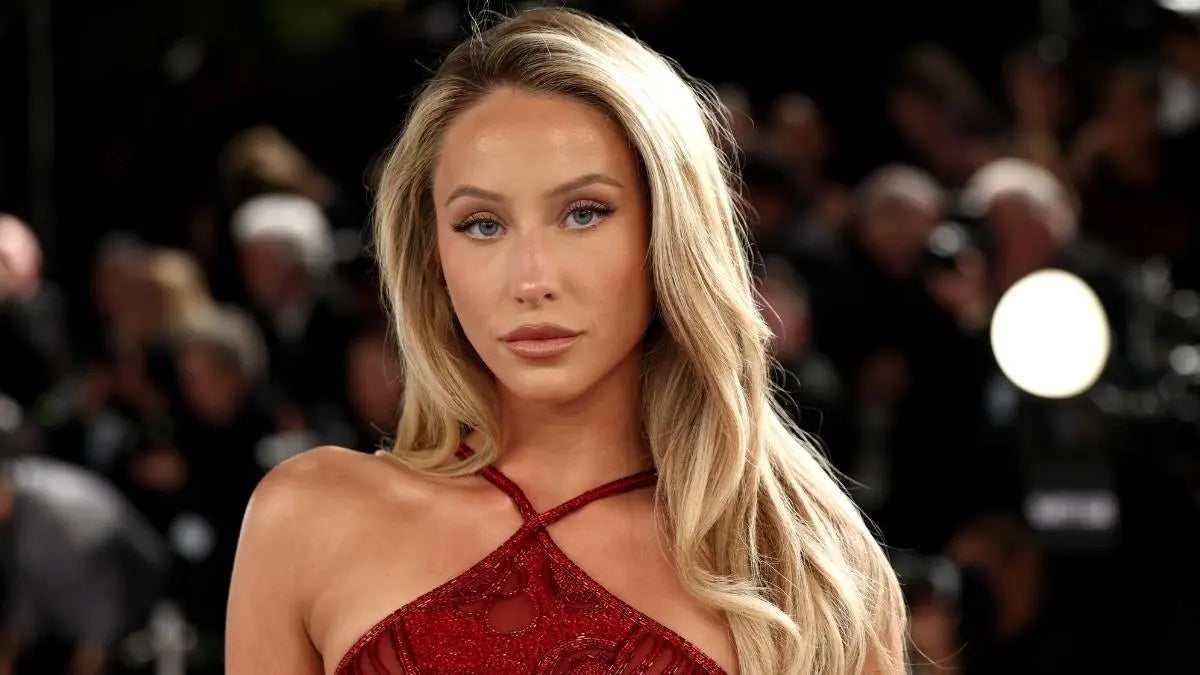 Alix Earle in custom Audrey Blake pearl bikini at Sports Illustrated Swimsuit 2026 shoot