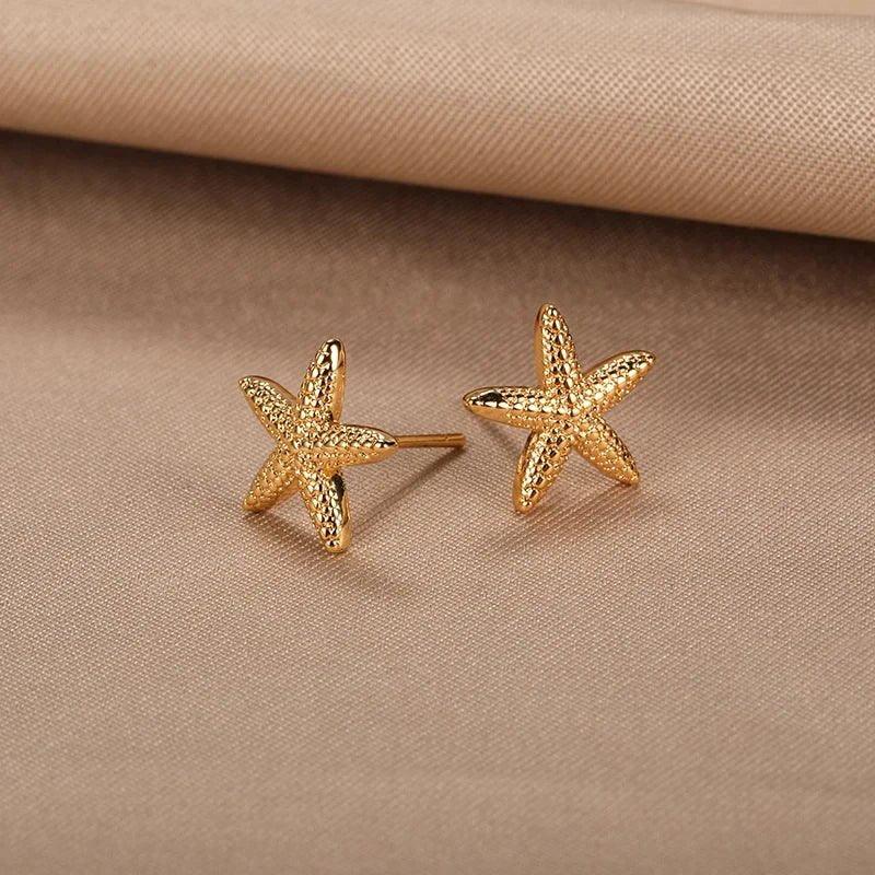 Mini Starfish Earrings - Gold