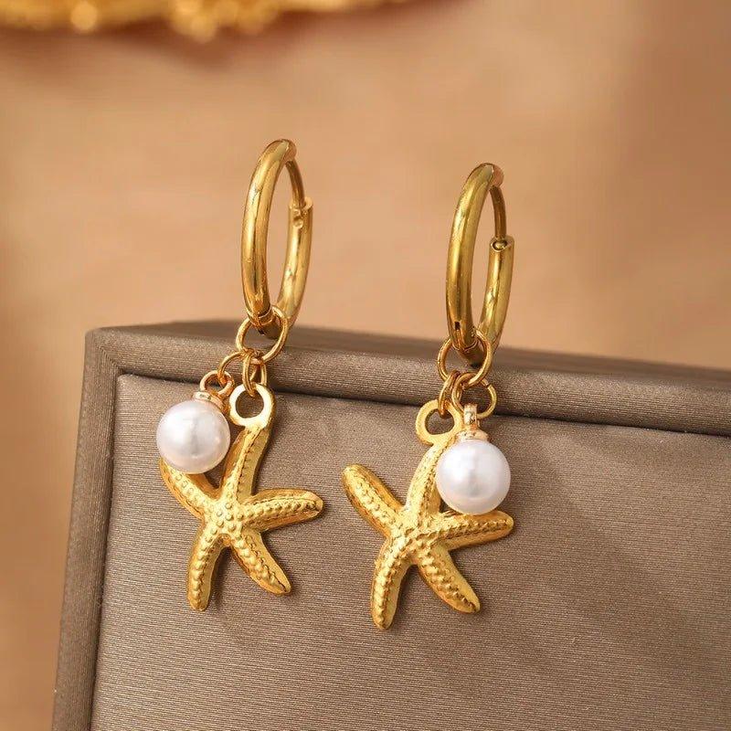 Starfish and Pearls Earrings