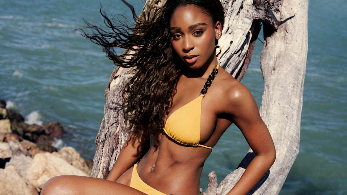 Normani SI Swimsuit 2026 digital cover gold bikini Captiva Island Florida