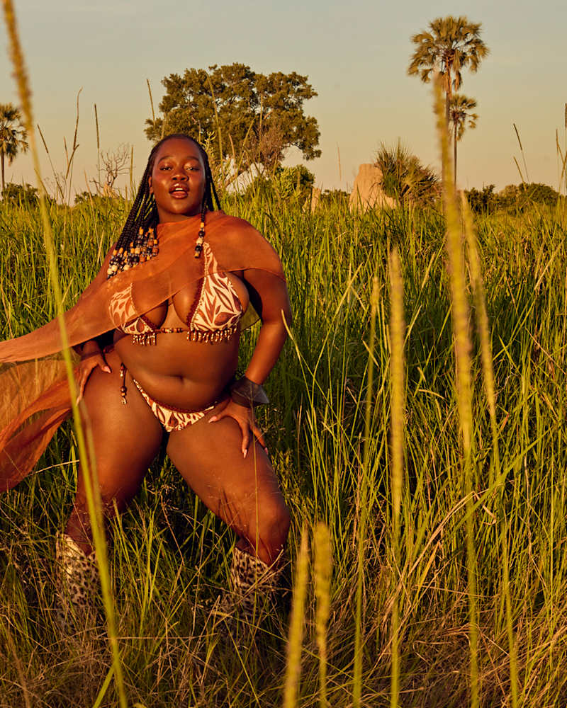 Achieng Agutu in SI Swimsuit 2026 wearing Bydee bikini during Botswana Okavango Delta shoot