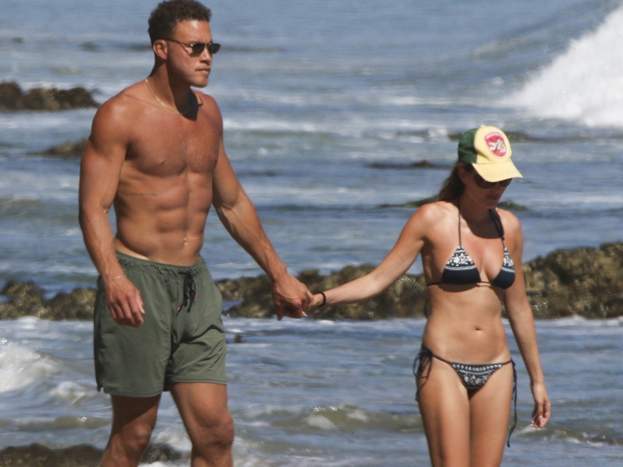 Frankies Bikinis founder Francesca Aiello on the beach in Malibu with Blake Griffin, March 2026