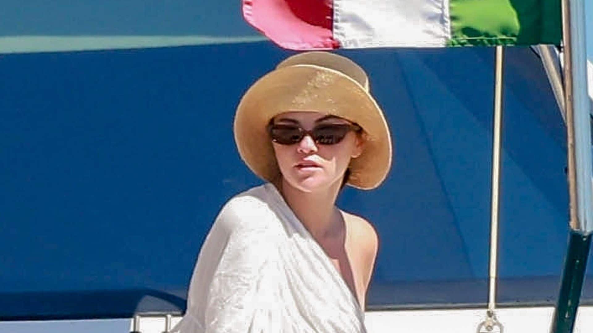 Selena Gomez in pink swimsuit during Los Cabos vacation February 2026