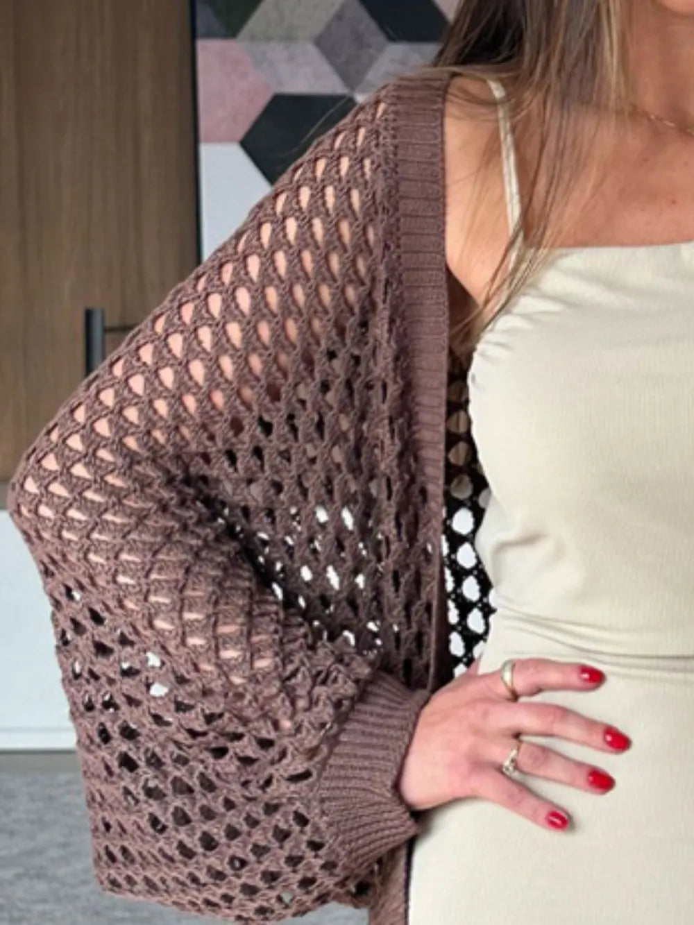 Hollow Out Open Front Cover-Up - Chocolate