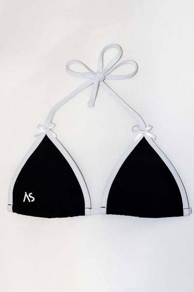 Bow Babe Contrast Top - Black