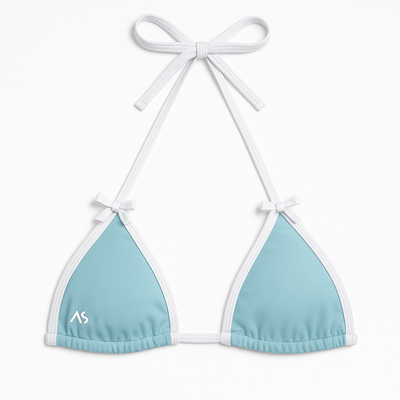 Bow Babe Contrast Top - Sky Blue