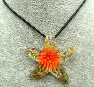 Glass Starfish Pendant Necklace - back view | Audi Swim