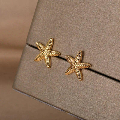 Mini Starfish Earrings - Gold