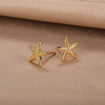Mini Starfish Earrings - Gold