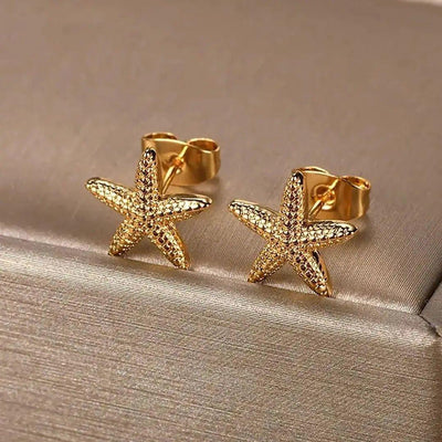 Mini Starfish Earrings - Gold
